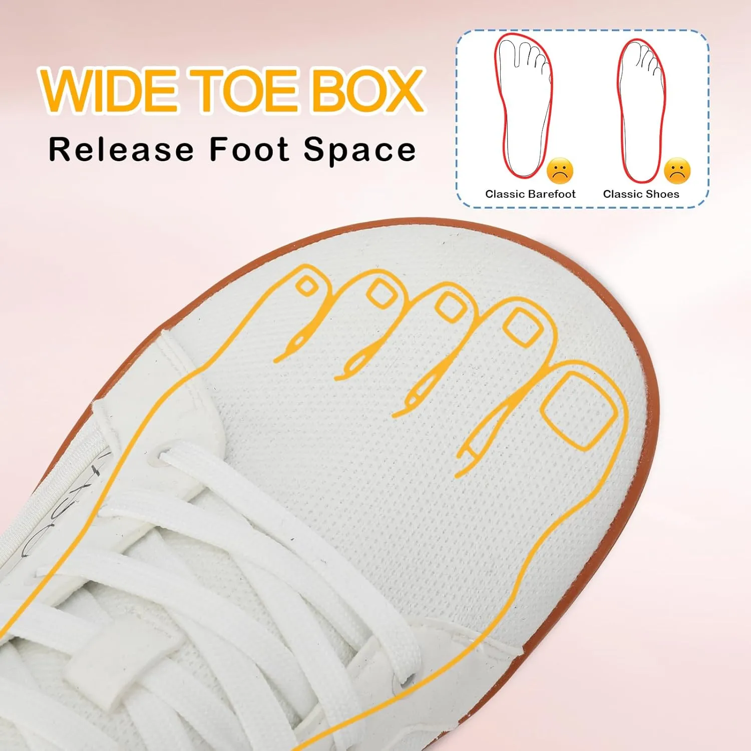 Womens Barefoot Walking Shoes Wide Toe Fashion Sneakers Comfortable Casual Shoes Zero Drop Minimalist Shoes