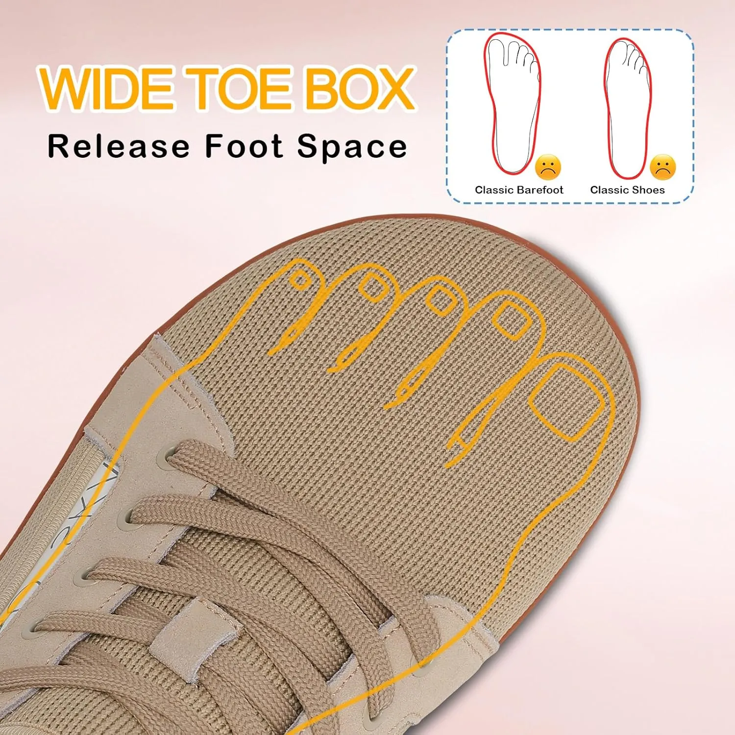 Womens Barefoot Walking Shoes Wide Toe Fashion Sneakers Comfortable Casual Shoes Zero Drop Minimalist Shoes