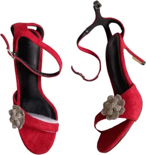 Women's Black Sandals, Ankle Strap Stiletto High Heels Summer Party