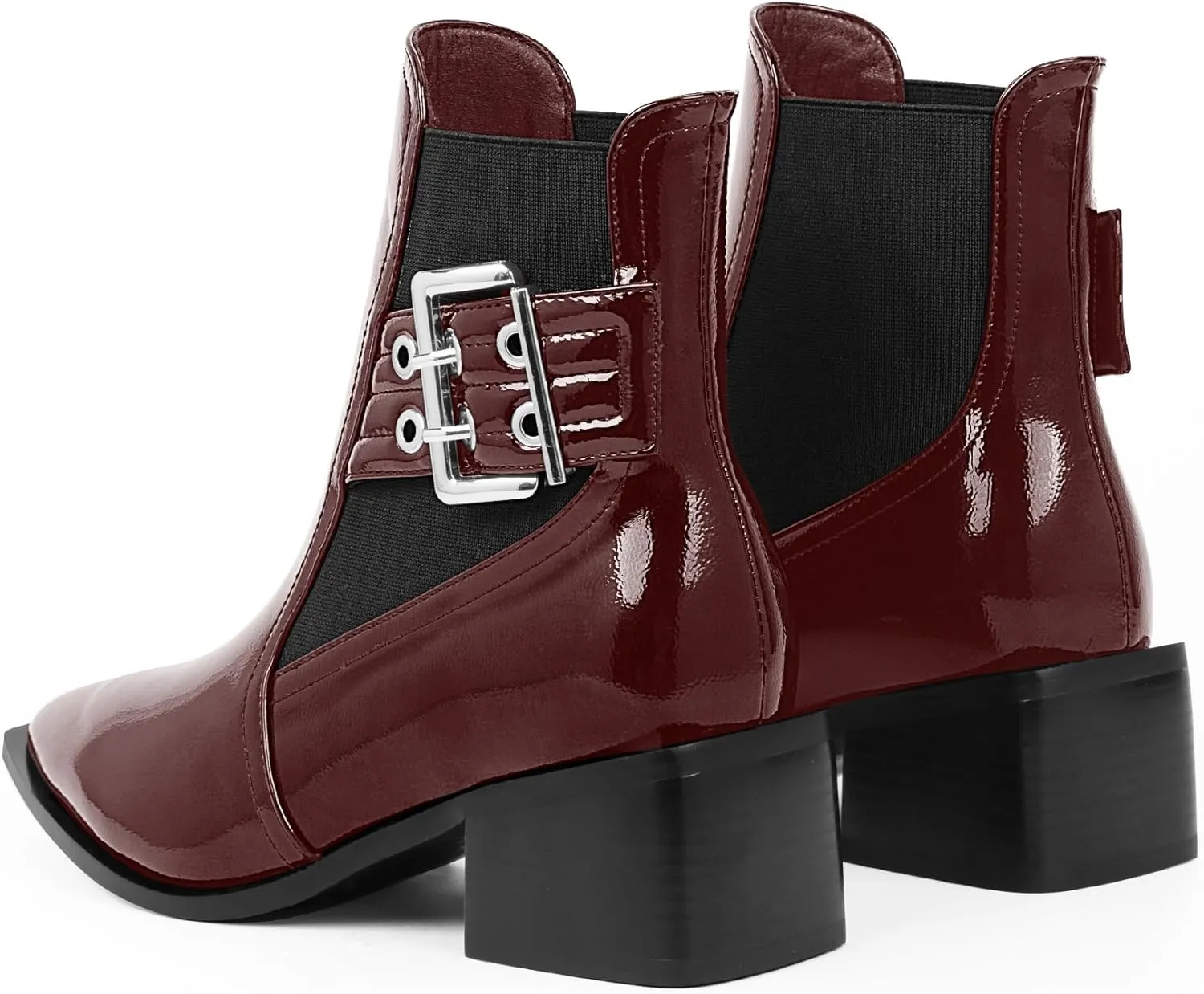 Women's Block Chunky Low Heel Ankle Boots Buckle Strap Booties