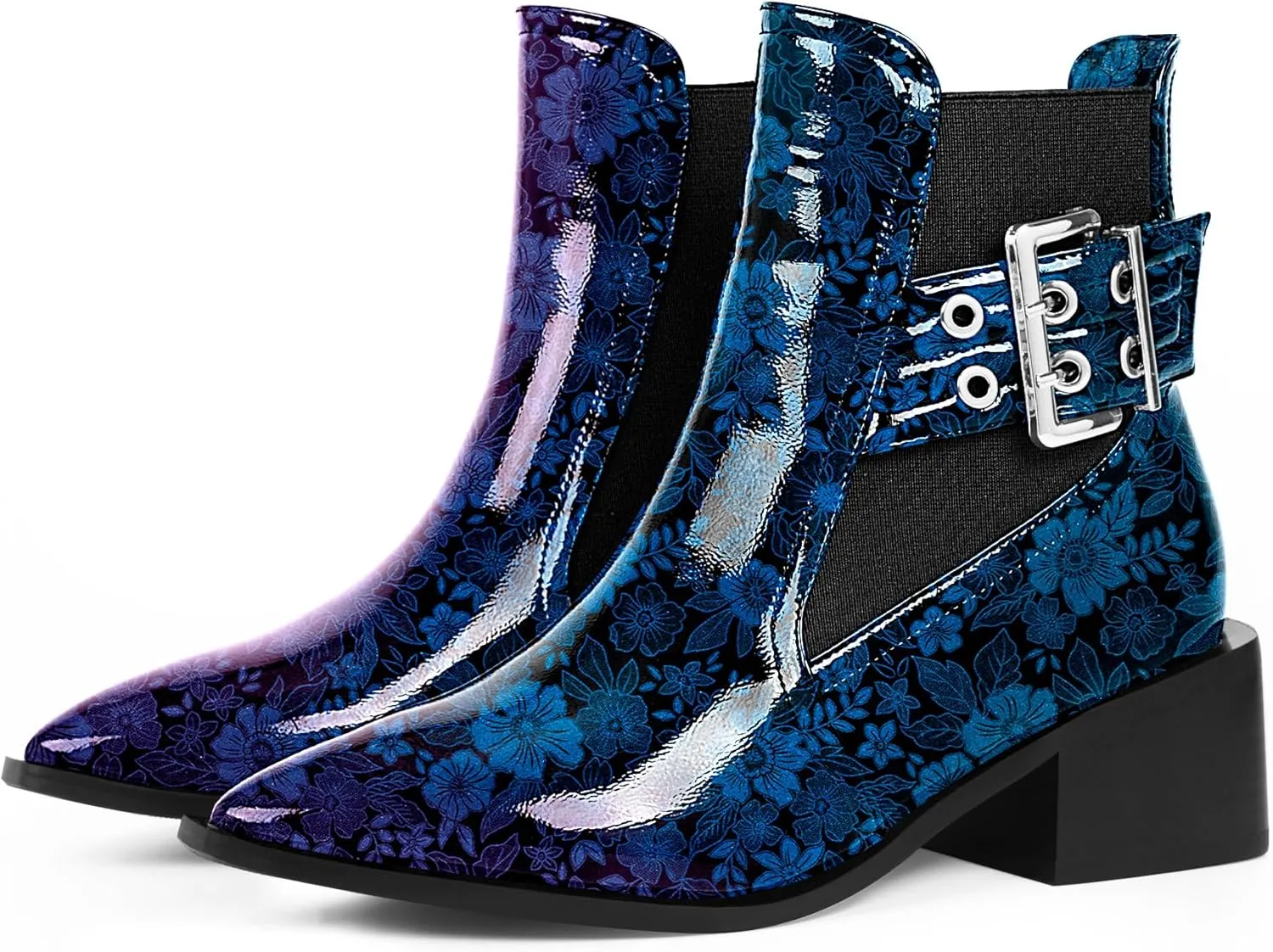 Women's Block Chunky Low Heel Ankle Boots Buckle Strap Booties