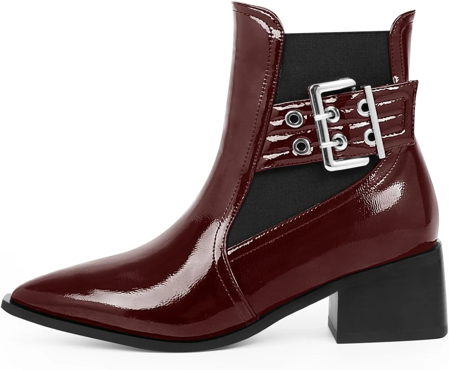 Women's Block Chunky Low Heel Ankle Boots Buckle Strap Booties