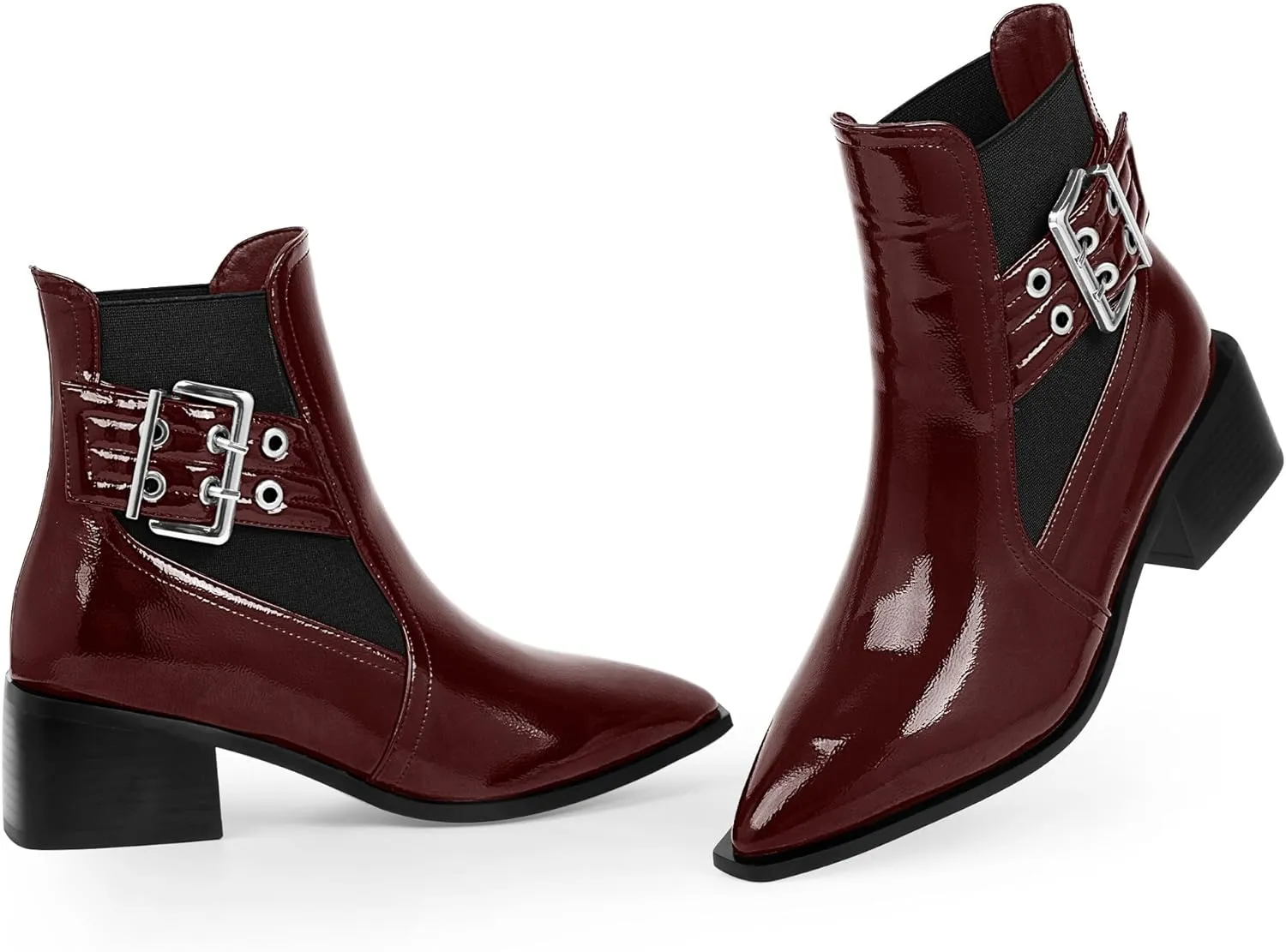 Women's Block Chunky Low Heel Ankle Boots Buckle Strap Booties