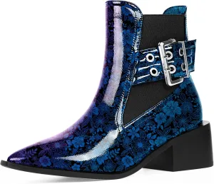 Women's Block Chunky Low Heel Ankle Boots Buckle Strap Booties