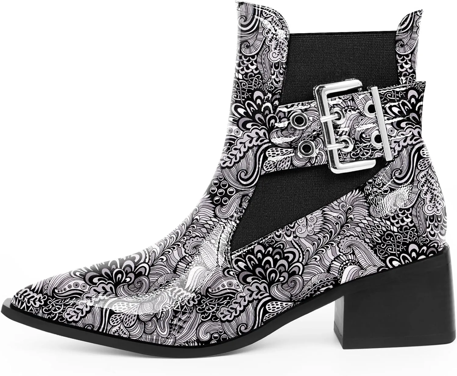 Women's Block Chunky Low Heel Ankle Boots Buckle Strap Booties