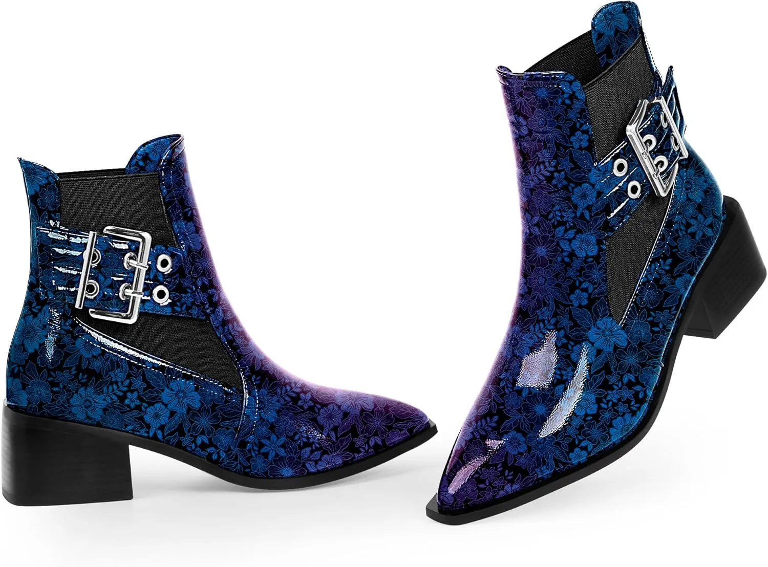 Women's Block Chunky Low Heel Ankle Boots Buckle Strap Booties
