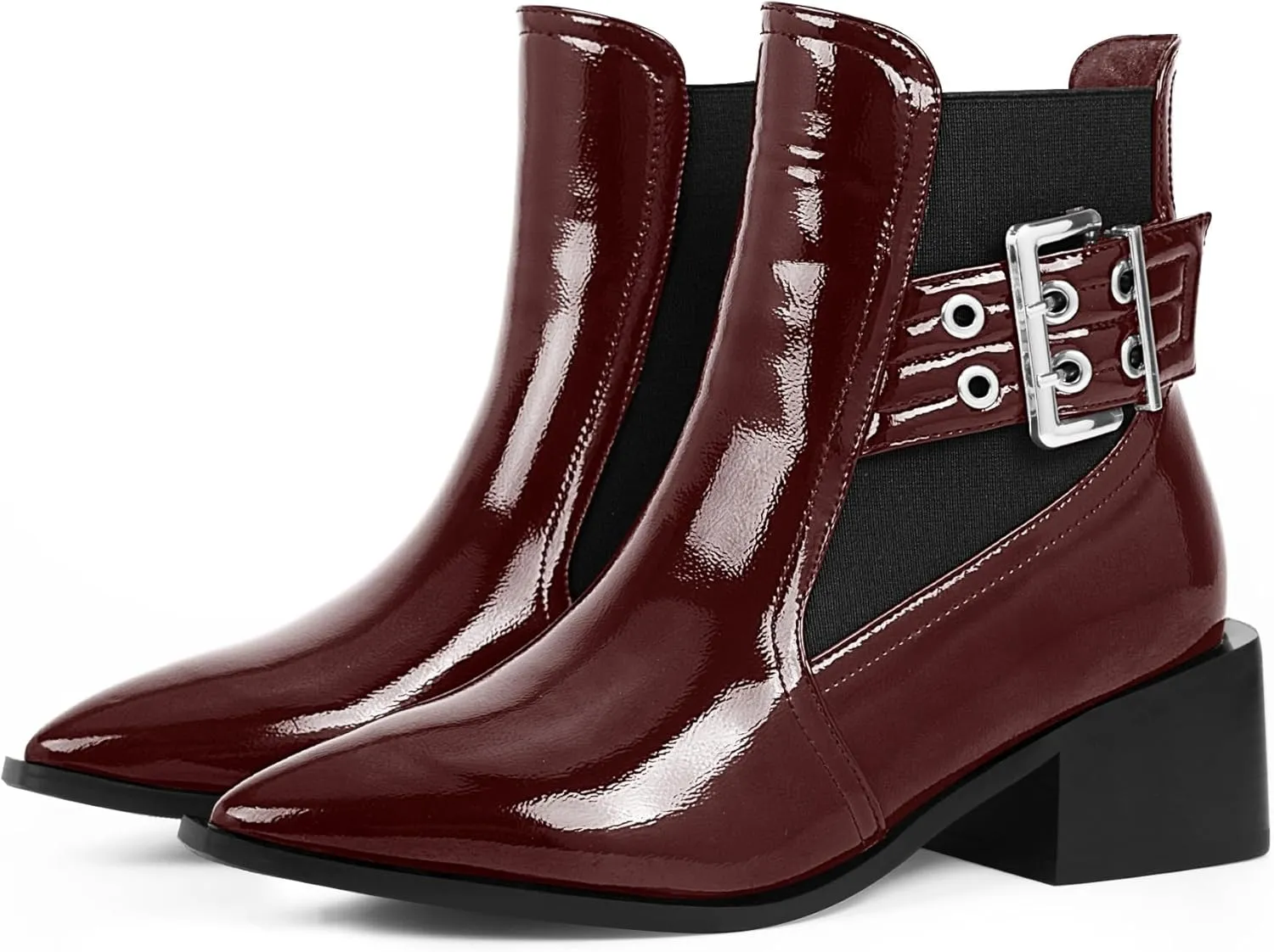 Women's Block Chunky Low Heel Ankle Boots Buckle Strap Booties