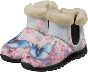Womens Butterfly Snow Boots Winter Warm Ankle Booties for Women Comfortable Anti-Slip Outdoor Shoes Size 6-12