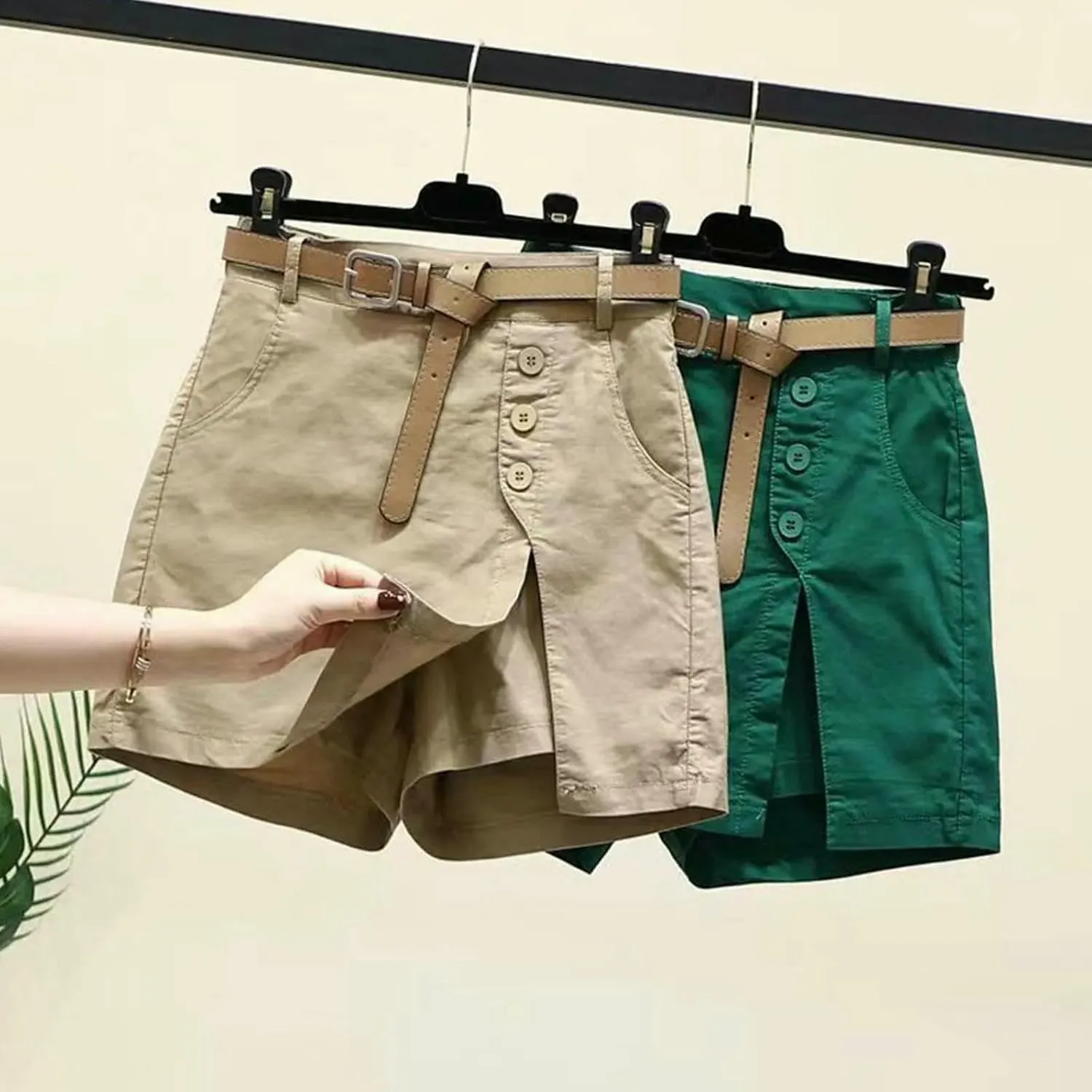 Womens Casual Summer Fashionable Thin Trousers Elastic Waist SkirtSplit Shorts Female Loose Pants