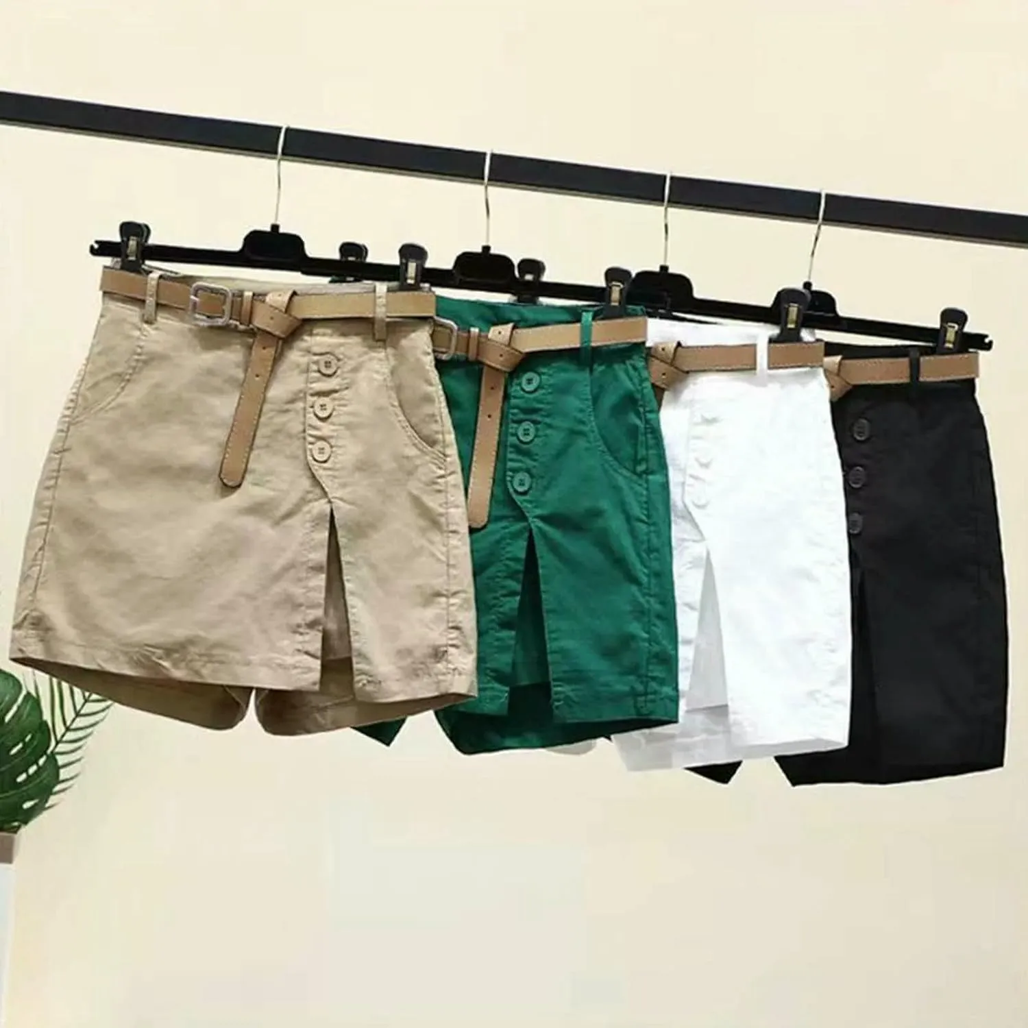 Womens Casual Summer Fashionable Thin Trousers Elastic Waist SkirtSplit Shorts Female Loose Pants