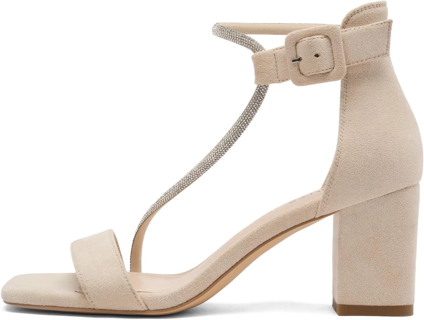 Women's Chunky Block Heels Open Toe Rhinestone Ankle Strap Heeled Sandals Summer Sexy Comfortable Strappy Sandals Party Dress Work Wedding Bride Shoes
