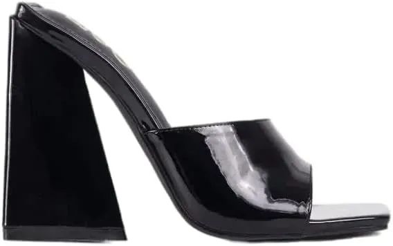 Womens Chunky High Heel Slip on Sandals