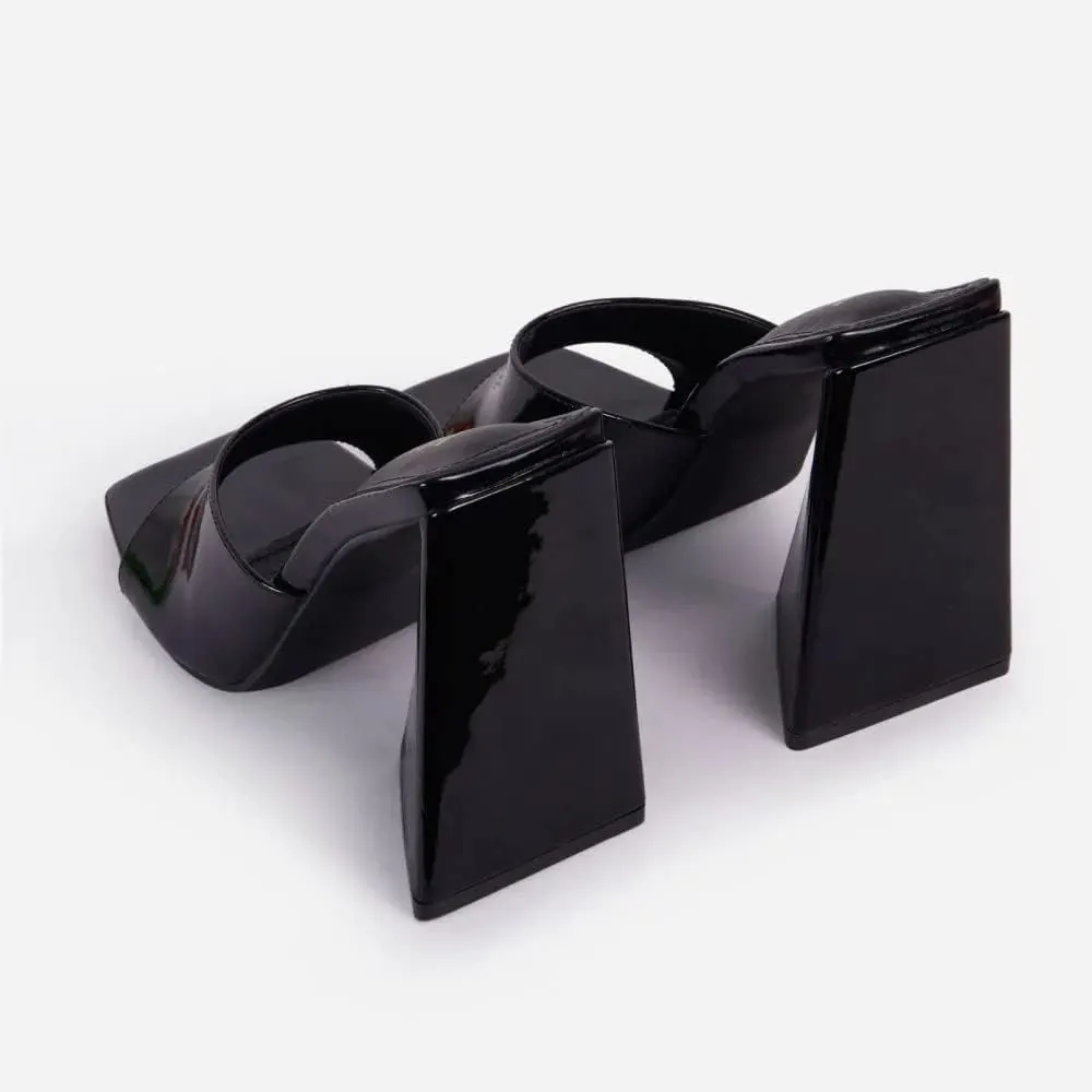 Womens Chunky High Heel Slip on Sandals