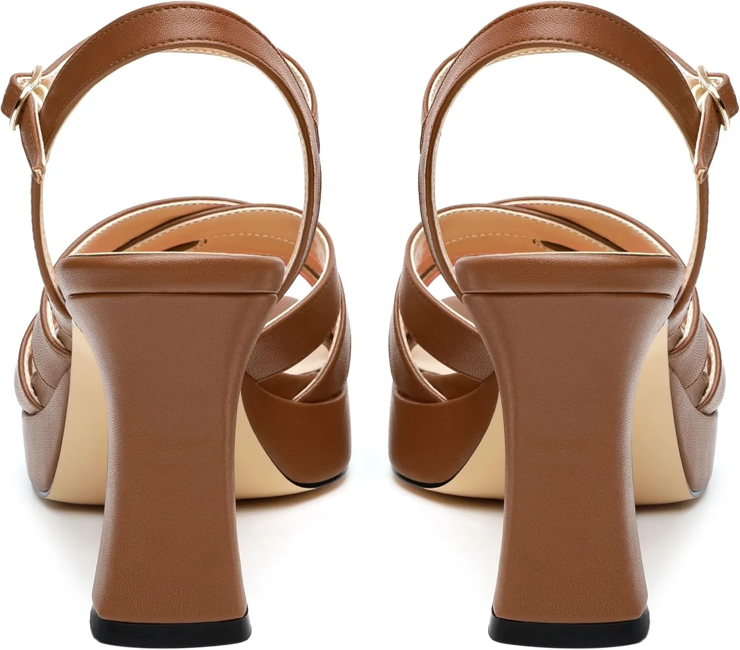 Women's Chunky Platform High Heels Block Heeled Sandals Open Square Toe Ankle Strap Dress Wedding Party Sandal Shoes 3.3''