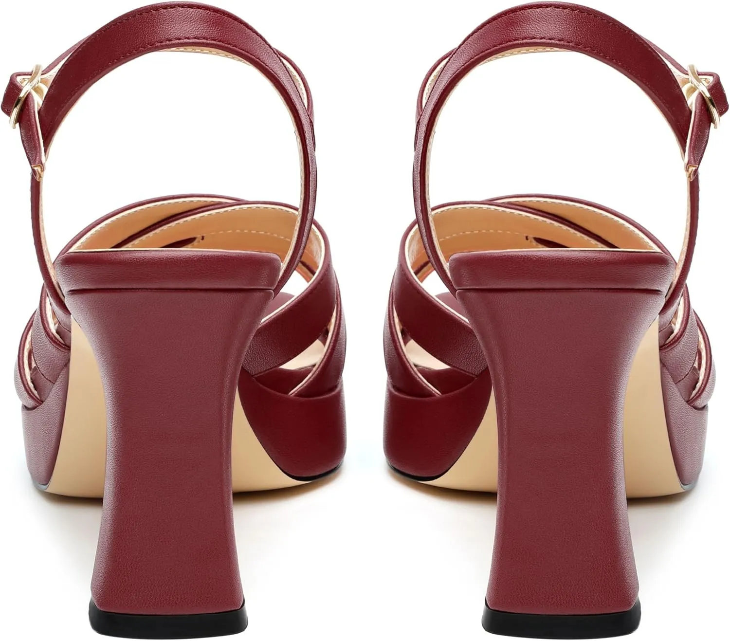 Women's Chunky Platform High Heels Block Heeled Sandals Open Square Toe Ankle Strap Dress Wedding Party Sandal Shoes 3.3''