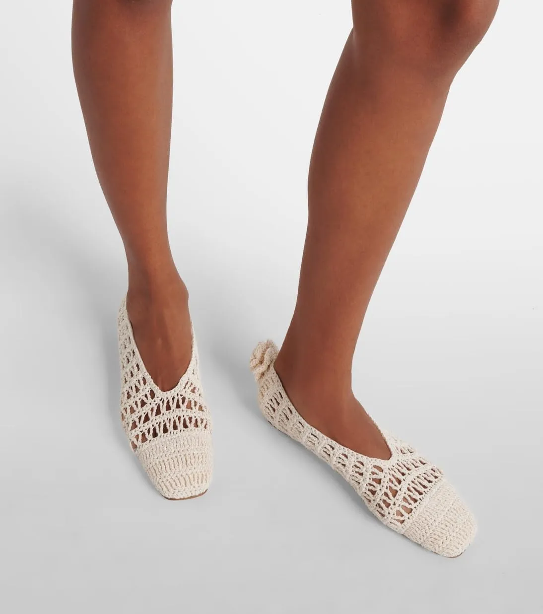 Women's Crochet Ballet Flats Breathable Follower Ballerina Shoes Round Toe Slip-On Sandals for Casual Work Vacation