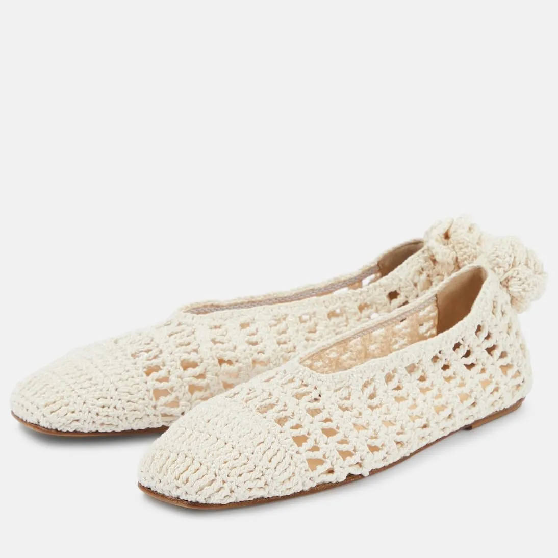Women's Crochet Ballet Flats Breathable Follower Ballerina Shoes Round Toe Slip-On Sandals for Casual Work Vacation