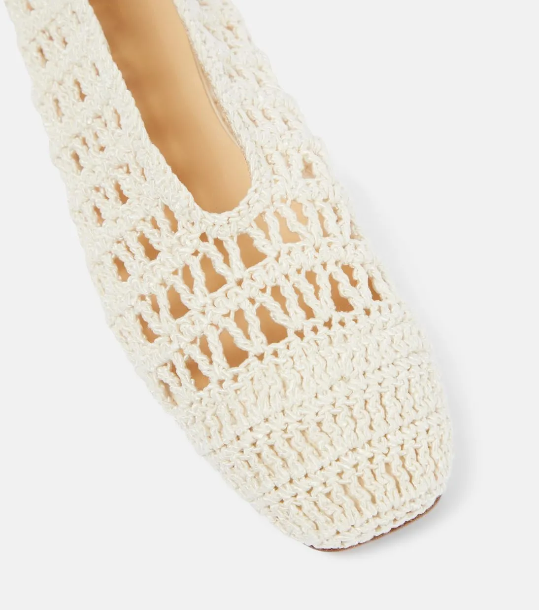 Women's Crochet Ballet Flats Breathable Follower Ballerina Shoes Round Toe Slip-On Sandals for Casual Work Vacation