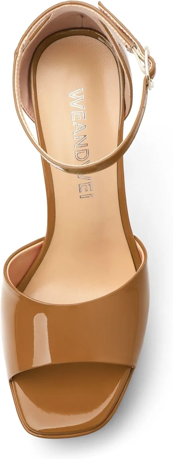 Women's Fashion High Heel Square Toe Platform Sandals, Open Toe Ankle Strap Sandals for women, Elegant and Comfortable Date Party Banquet Dress Shoes