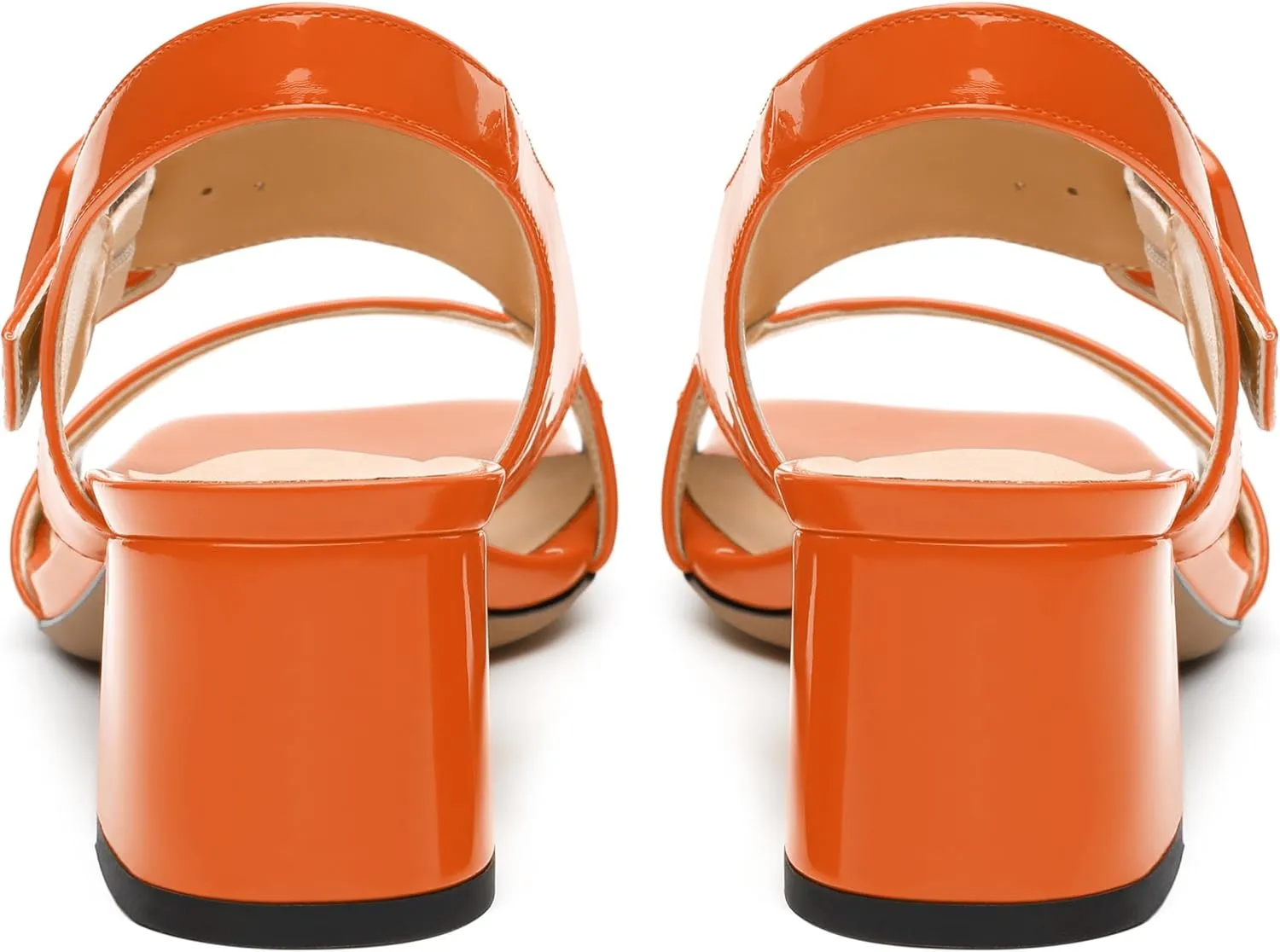 Womens Heeled Sandals Shoes, Square Peep Toe Mid Block Heel Ankle Strap Sandals for Women, Leather Insole Chunky Heel Sandals with Buckle 2"