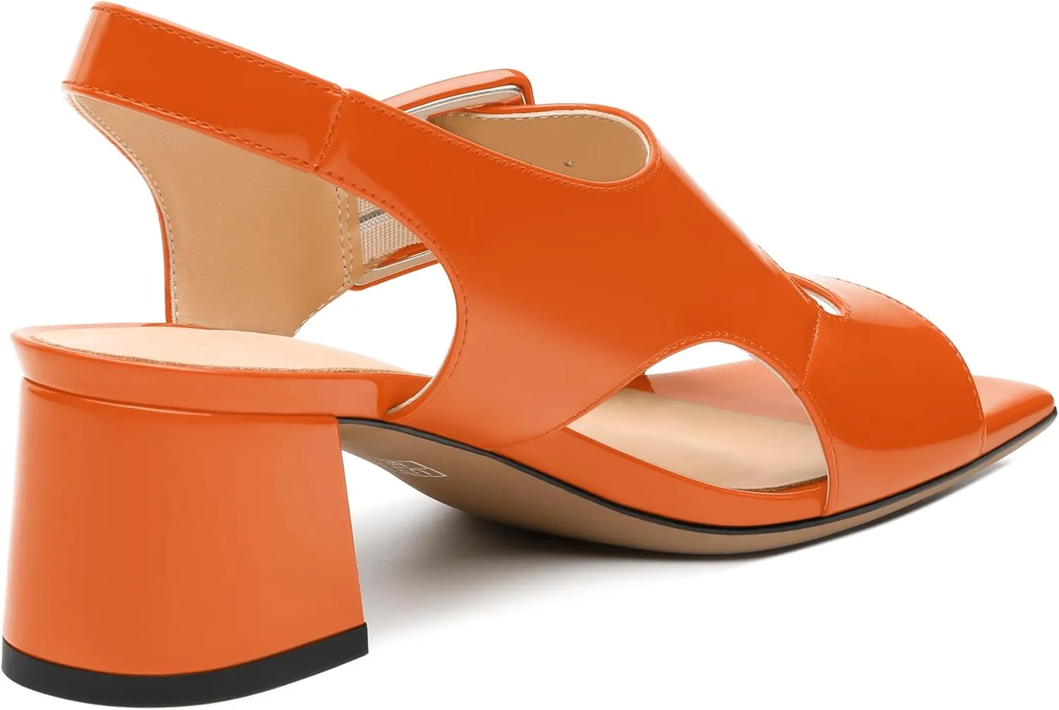 Womens Heeled Sandals Shoes, Square Peep Toe Mid Block Heel Ankle Strap Sandals for Women, Leather Insole Chunky Heel Sandals with Buckle 2"