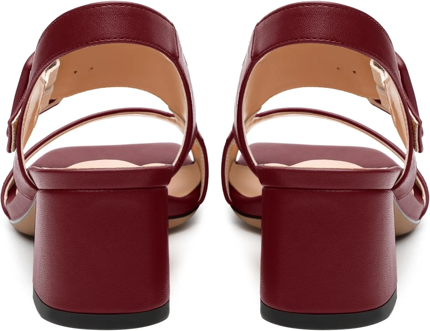 Womens Heeled Sandals Shoes, Square Peep Toe Mid Block Heel Ankle Strap Sandals for Women, Leather Insole Open Toe Chunky Heel Sandals 2"