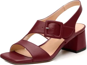 Womens Heeled Sandals Shoes, Square Peep Toe Mid Block Heel Ankle Strap Sandals for Women, Leather Insole Open Toe Chunky Heel Sandals 2"