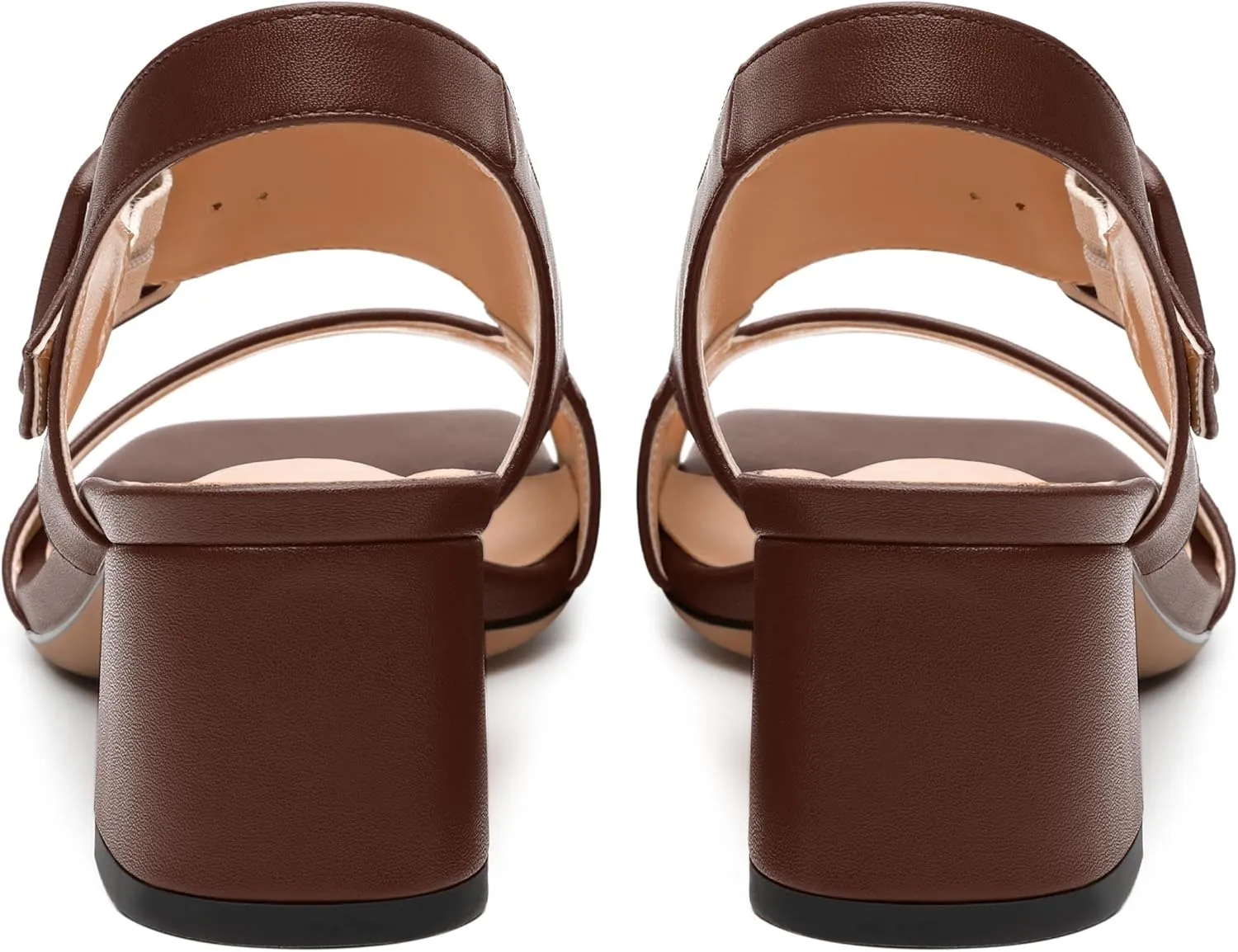 Womens Heeled Sandals Shoes, Square Peep Toe Mid Block Heel Ankle Strap Sandals for Women, Leather Insole Open Toe Chunky Heel Sandals 2"