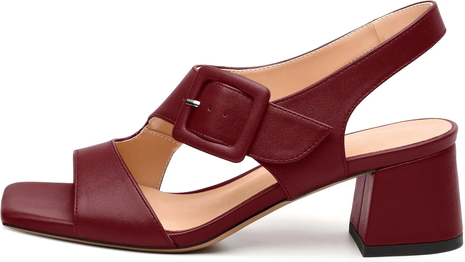 Womens Heeled Sandals Shoes, Square Peep Toe Mid Block Heel Ankle Strap Sandals for Women, Leather Insole Open Toe Chunky Heel Sandals 2"
