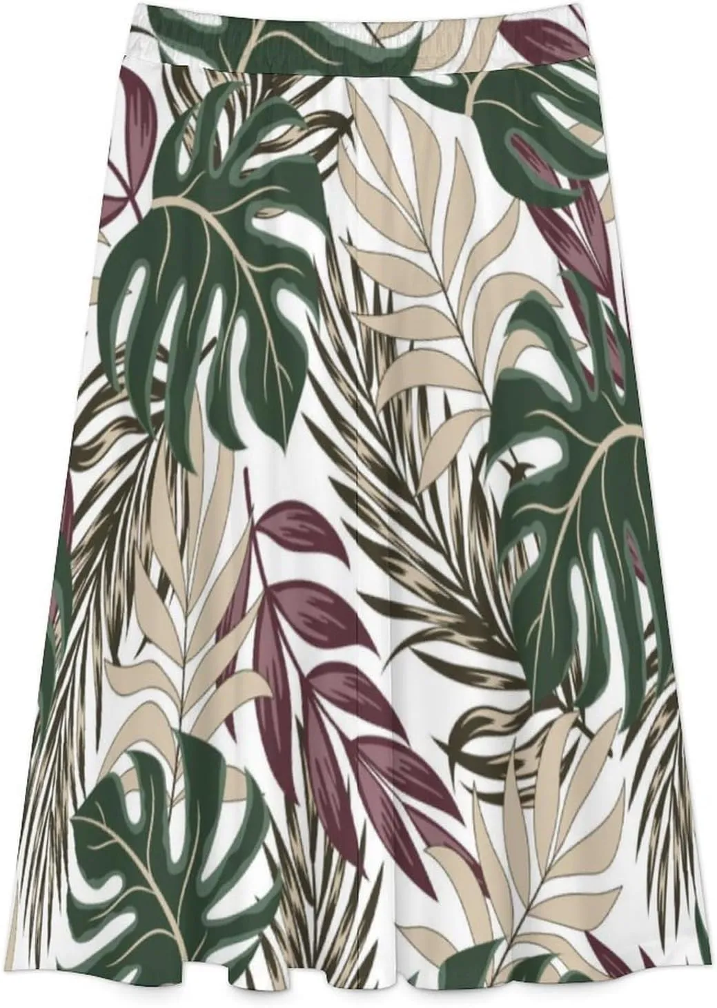 Womens High Waisted A-Line Rabbit Pleated Midi-Long Skirt