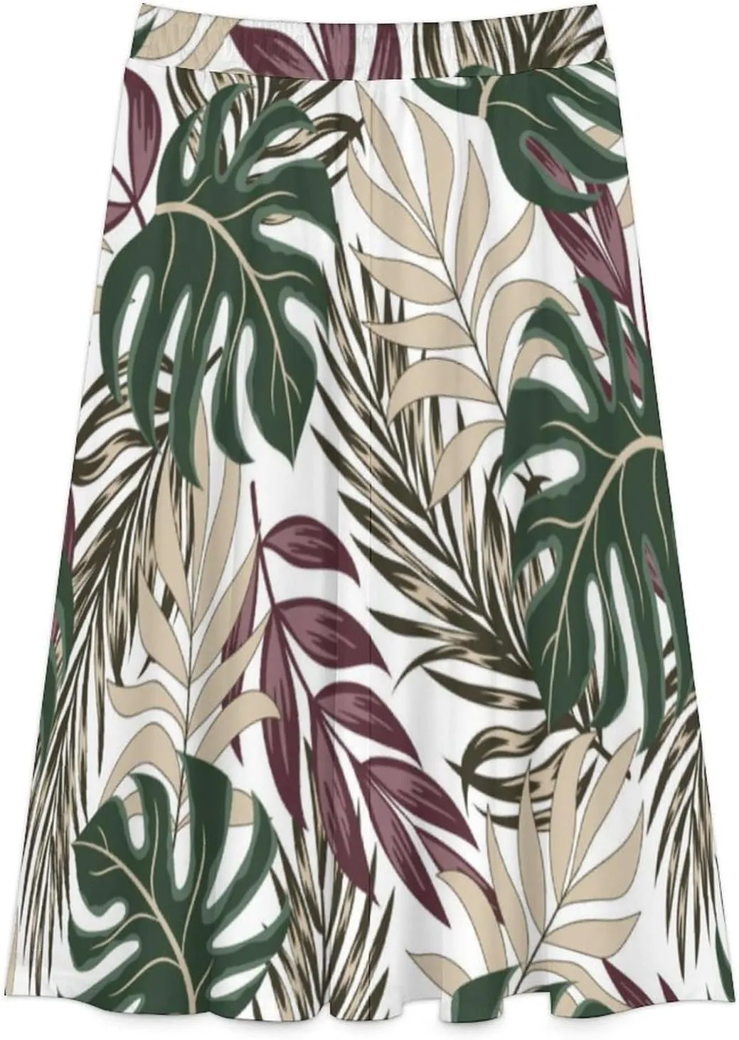 Womens High Waisted A-Line Rabbit Pleated Midi-Long Skirt