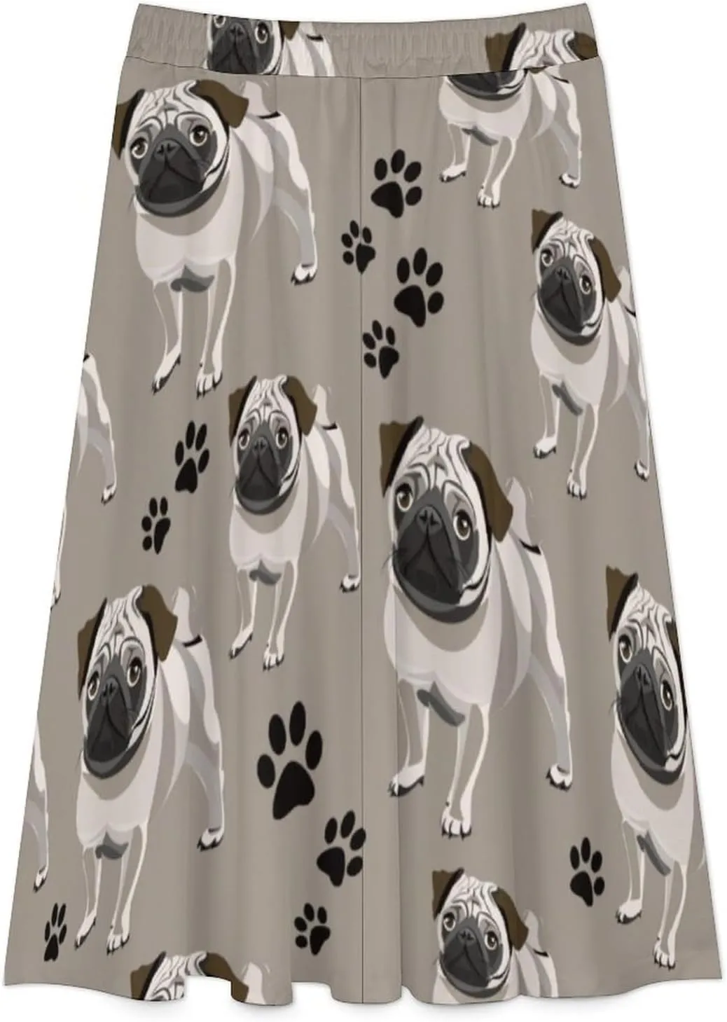 Womens High Waisted A-Line Rabbit Pleated Midi-Long Skirt