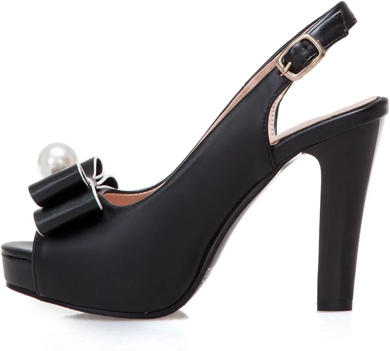 Women's JS212 Adjustable Strap Buckle Chunky Pu Low Chunky Heeled Sandals