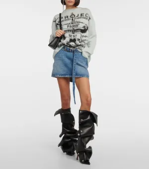 Women's Knee High Boots Sexy High Stiletto Heel Pointed Toe Boots 2024 Fashion Trendy Metal Rivets Wide Calf Booties Mid Calf Boots Dress Boots for Women