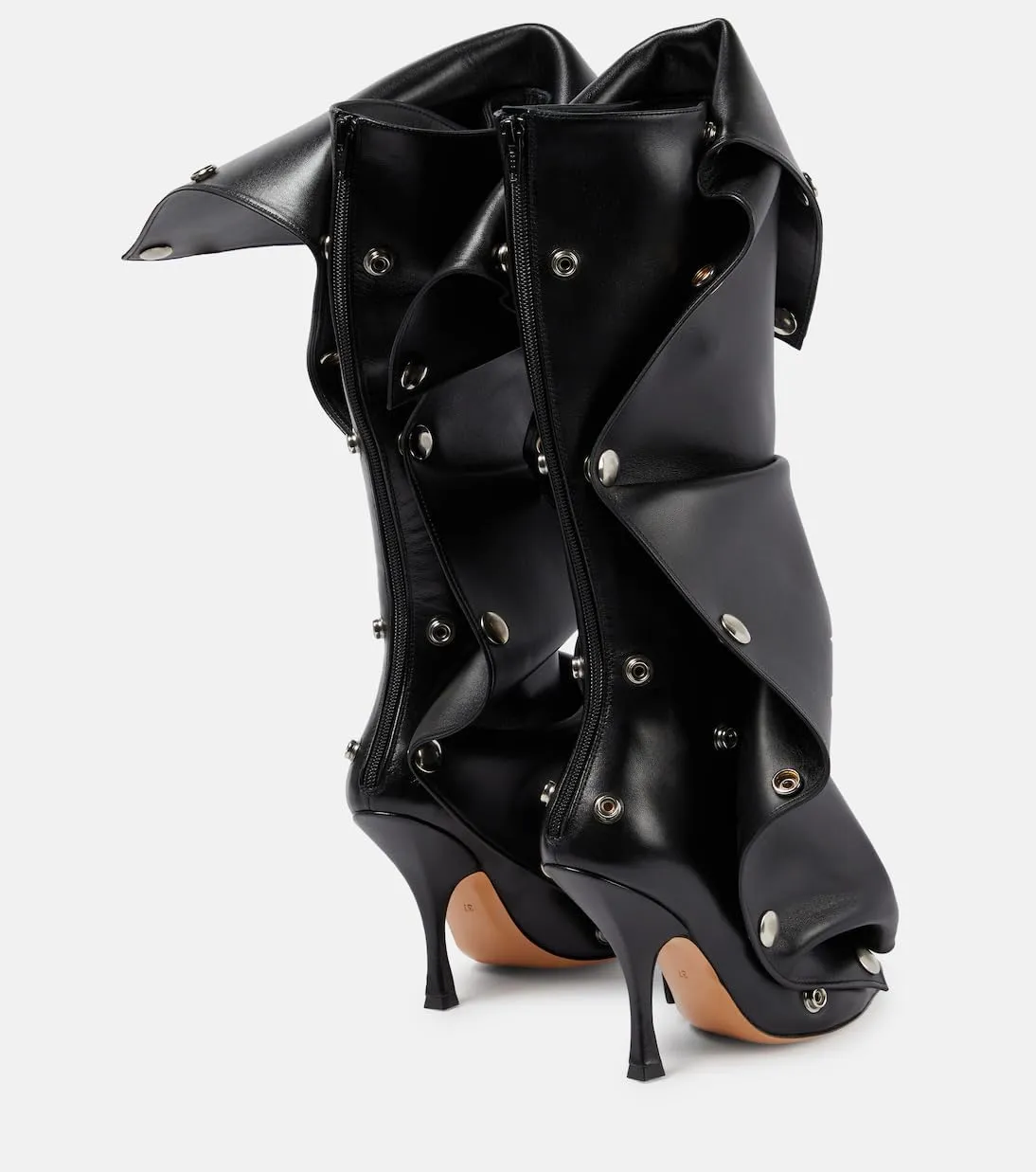 Women's Knee High Boots Sexy High Stiletto Heel Pointed Toe Boots 2024 Fashion Trendy Metal Rivets Wide Calf Booties Mid Calf Boots Dress Boots for Women