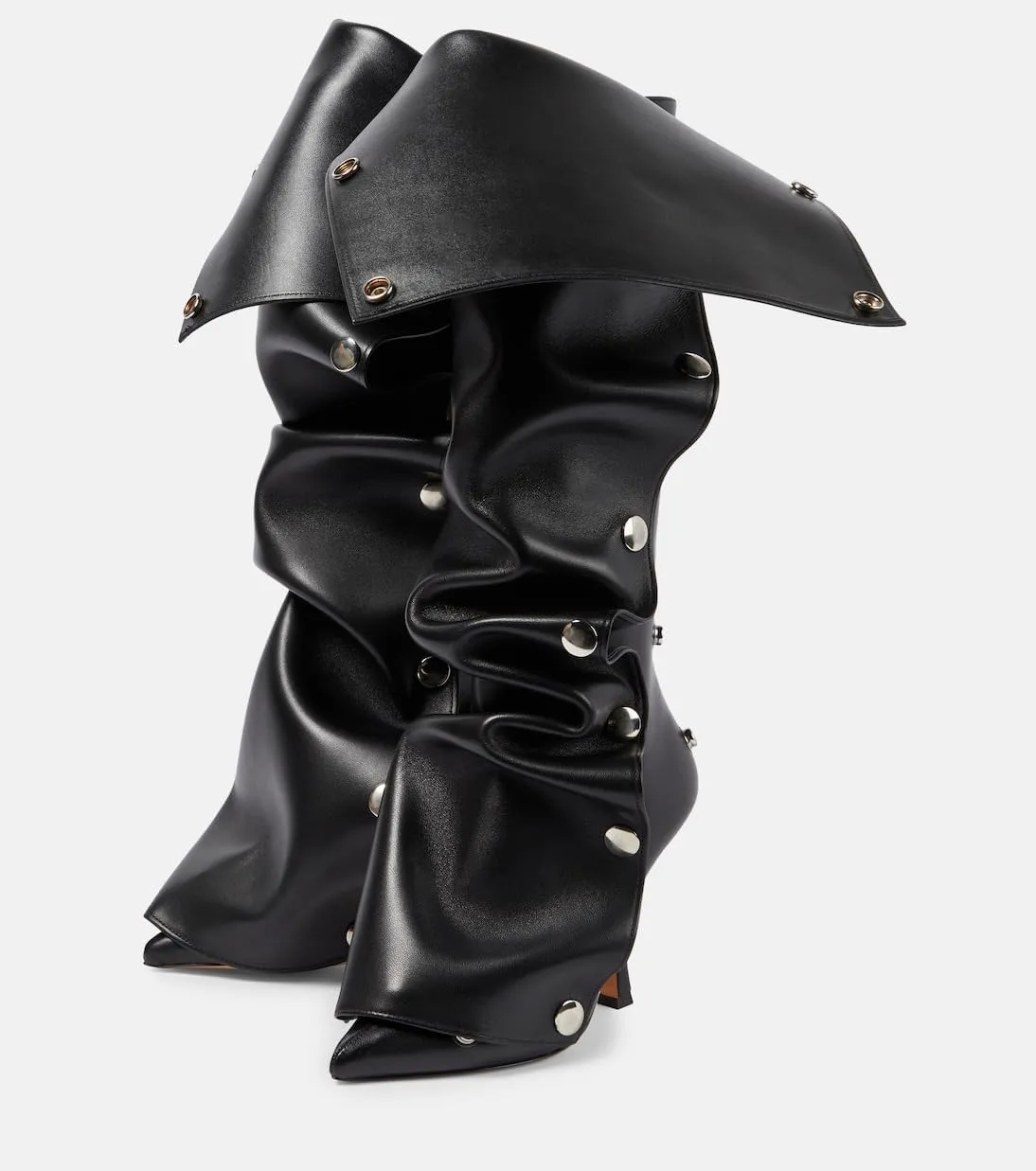 Women's Knee High Boots Sexy High Stiletto Heel Pointed Toe Boots 2024 Fashion Trendy Metal Rivets Wide Calf Booties Mid Calf Boots Dress Boots for Women