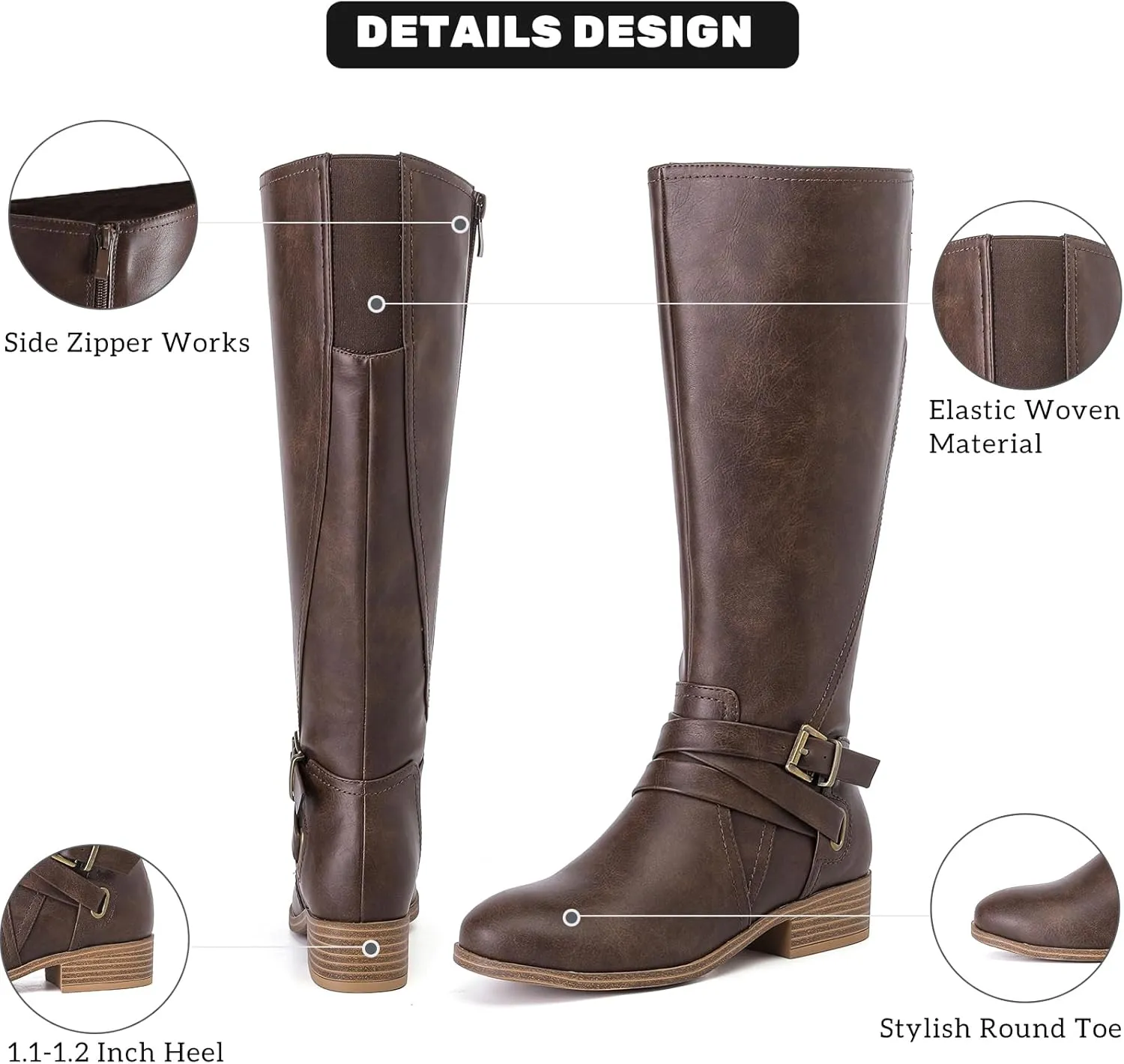 Women's Knee High Boots - Stylish and Comfortable Round Toe Low Heel Riding Combat Tall Boots with Side Zipper Closure for Fall and Winter Wear For Women.