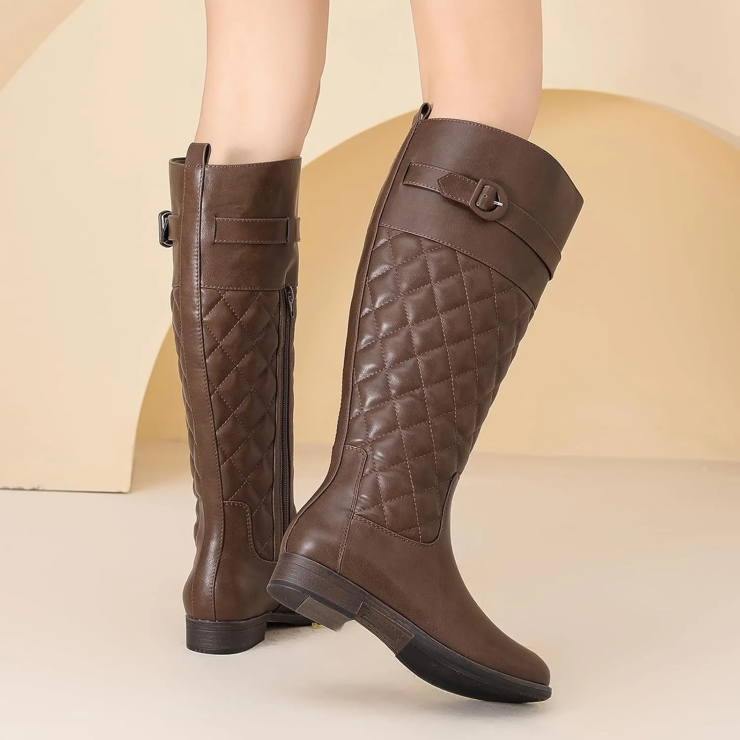 Women's Knee High Boots - Stylish and Comfortable Round Toe Low Heel Riding Combat Tall Boots with Side Zipper Closure for Fall and Winter Wear For Women.