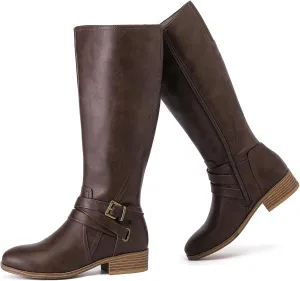 Women's Knee High Boots - Stylish and Comfortable Round Toe Low Heel Riding Combat Tall Boots with Side Zipper Closure for Fall and Winter Wear For Women.