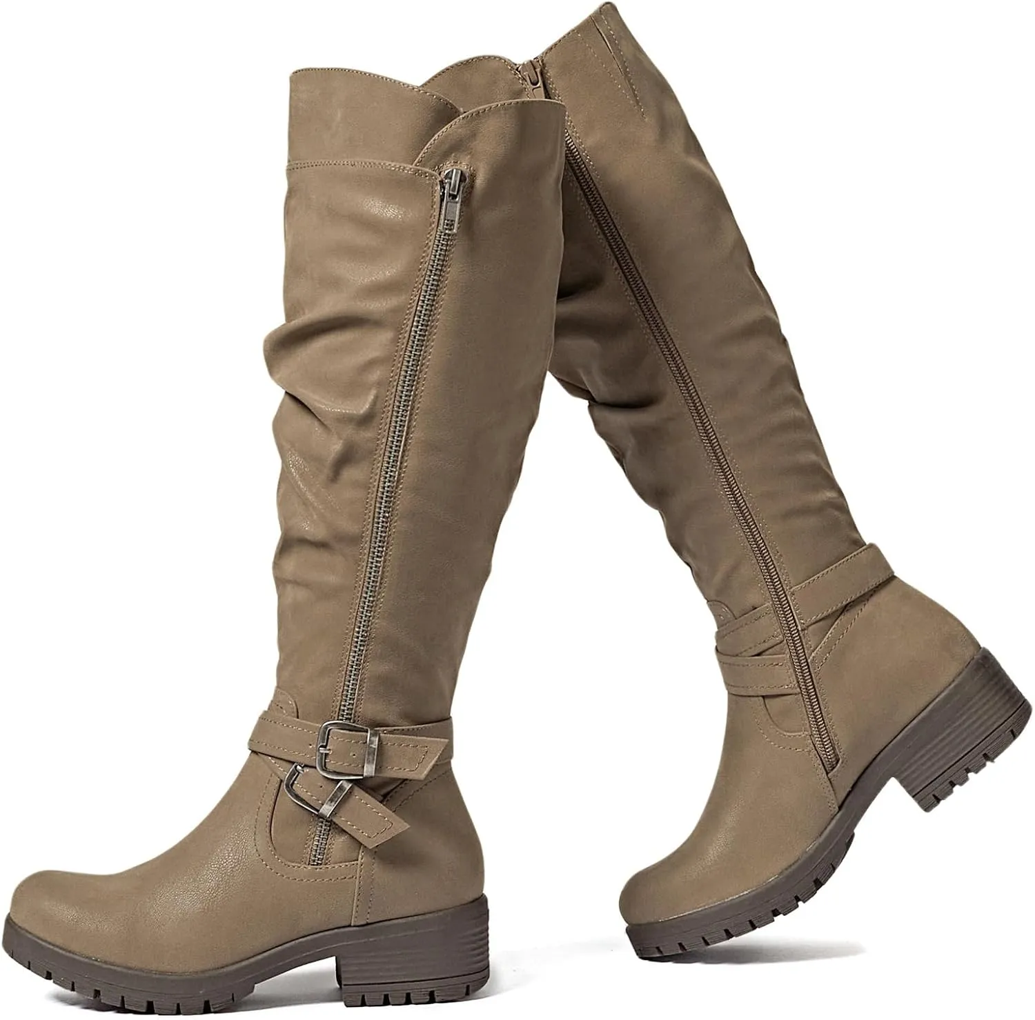 Women's Knee High Boots - Stylish and Comfortable Round Toe Tall Riding Combat Boots with Side Zipper Closure for Fall and Winter Wear For Women