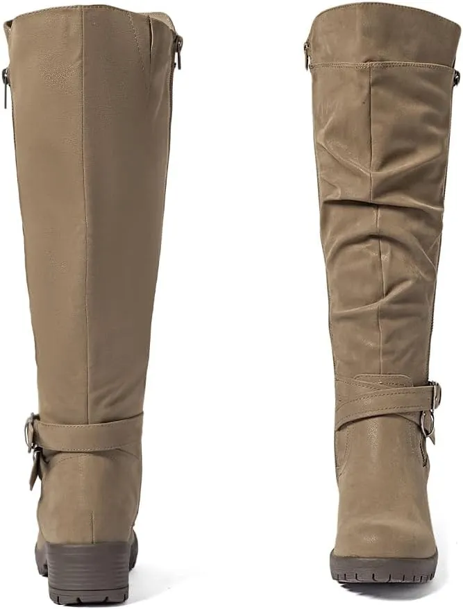 Women's Knee High Boots - Stylish and Comfortable Round Toe Tall Riding Combat Boots with Side Zipper Closure for Fall and Winter Wear For Women