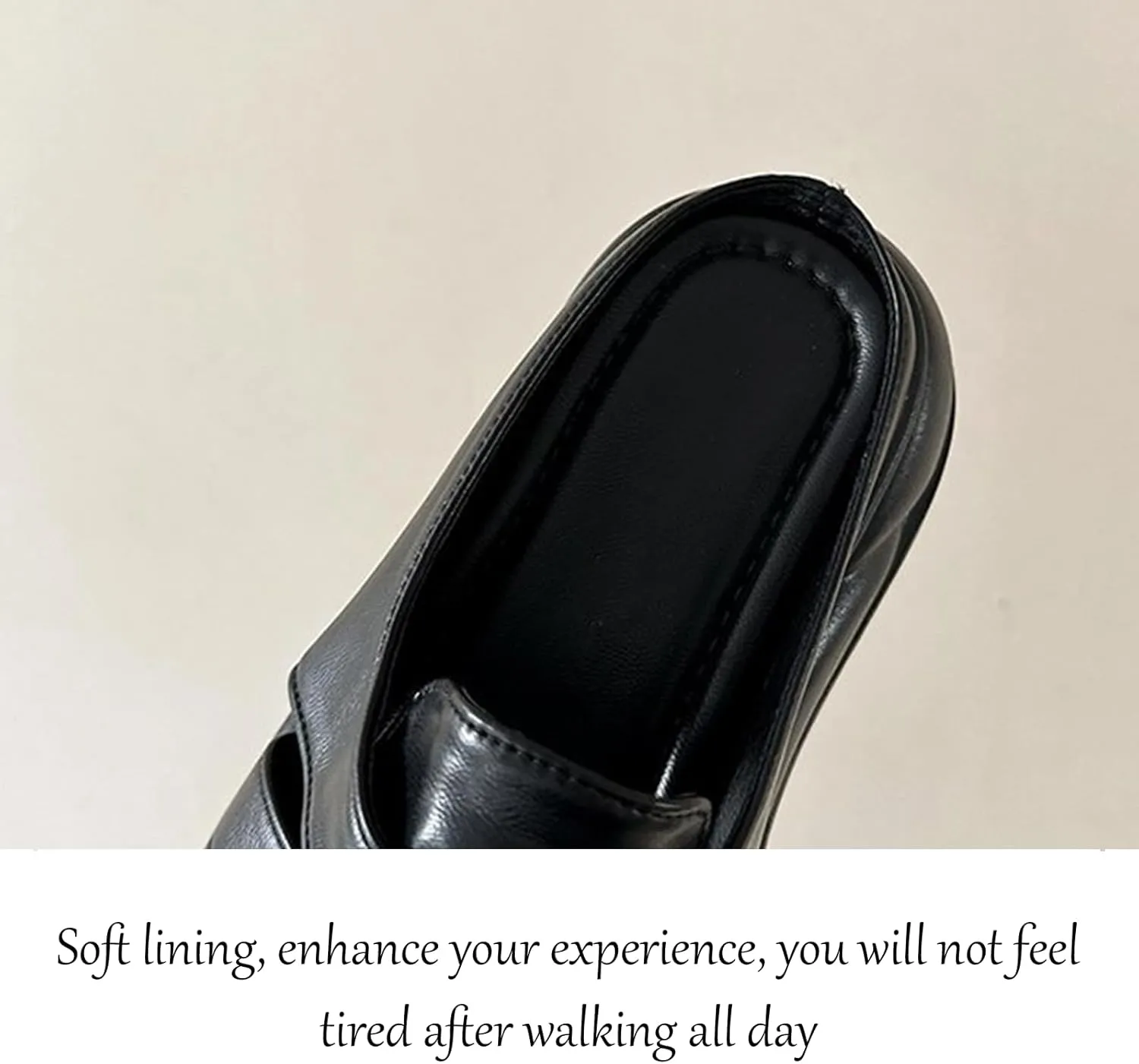 Women's Leather Braided Platform Heightened Mule Sandals Comfortable Closed Wide Toe Cloud Chunky Platform Non-Slip Half Slingback Dress Slippers Casual Summer Mule Clogs