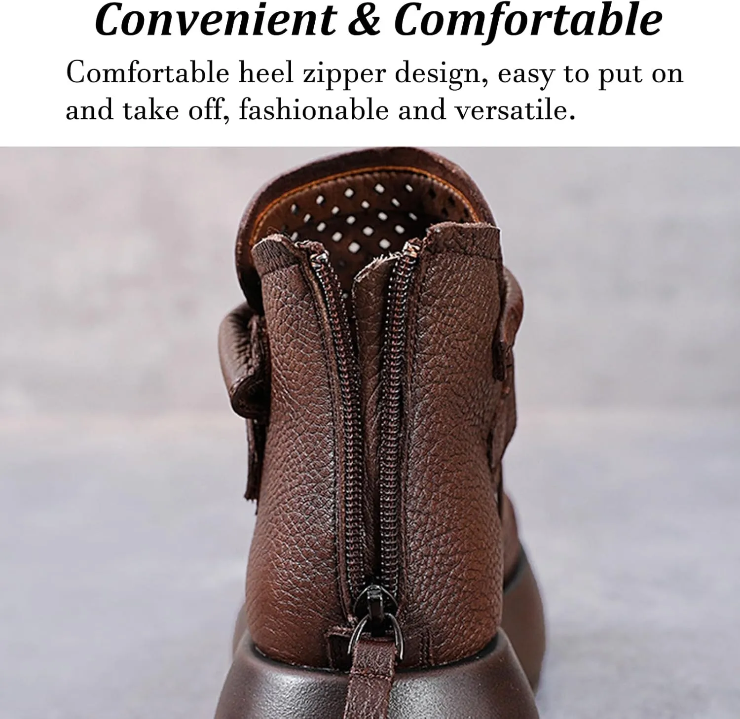 Women's Leather Hollow Platform High Top Sandals Open Toe Non-Slip Back Zipper Gladiator Sandals Summer Outdoor Casual Roman Beach Sandals