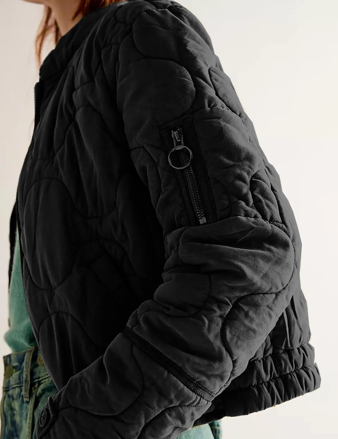 Women's Lightweight Zip Up Outerwear Coat Quilted Jacket Warm Down Puffer Jacket With Pockets