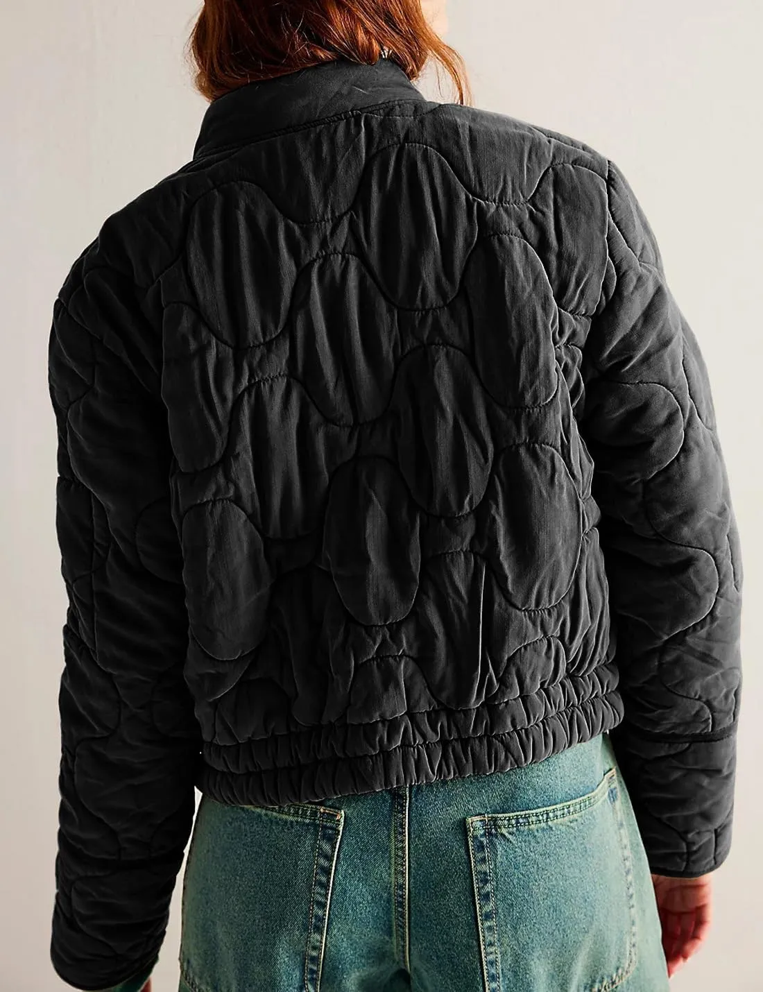 Women's Lightweight Zip Up Outerwear Coat Quilted Jacket Warm Down Puffer Jacket With Pockets