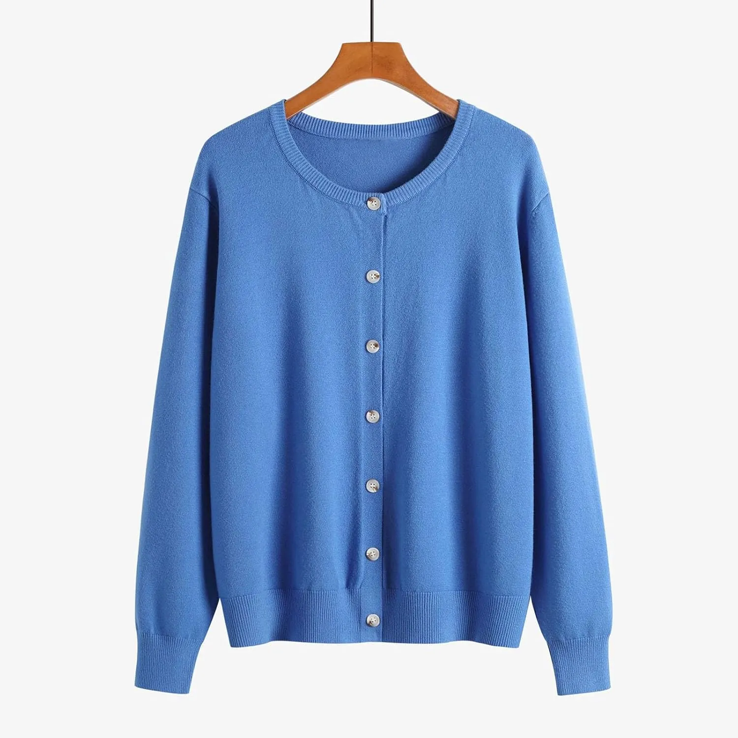 Women's Long Sleeve V-Neck Knit Cardigans Open Front Trendy Outwear Button up Lightweight Casual Sweater