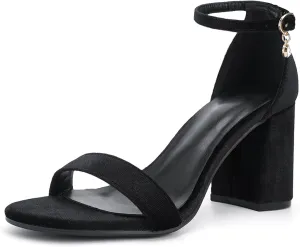 Women's Low Block Chunky Heels, Open Toe Ankle Strap Heels Sandals,Party & Dating Dress Heeled Shoes