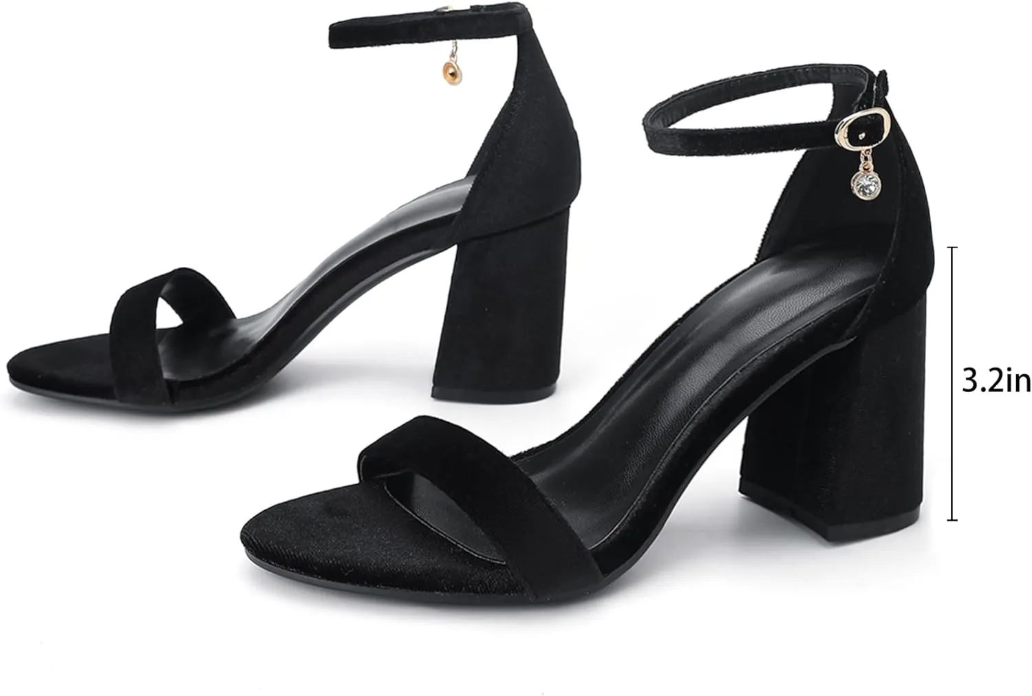 Women's Low Block Chunky Heels, Open Toe Ankle Strap Heels Sandals,Party & Dating Dress Heeled Shoes