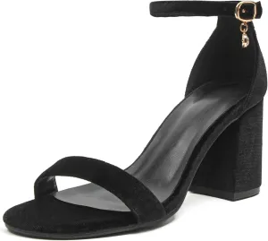 Women's Low Block Chunky Heels, Open Toe Ankle Strap Heels Sandals,Party & Dating Dress Heeled Shoes