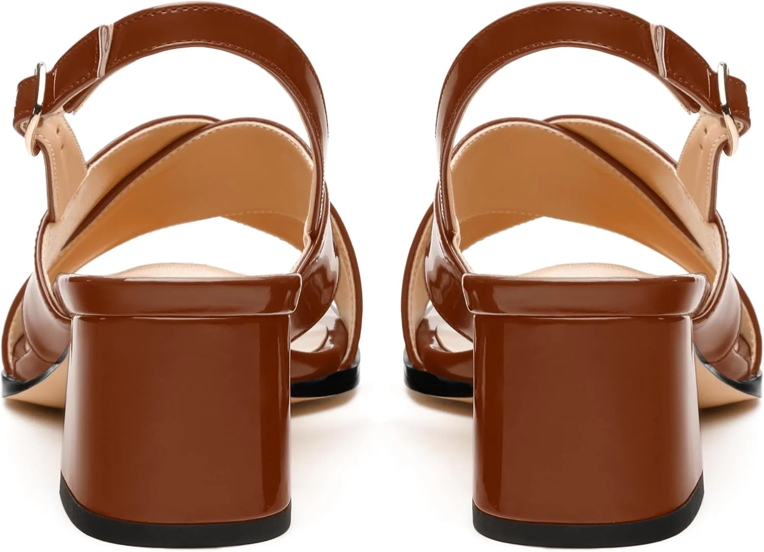 Women's Low Chunky Heel Sandals, Square Toe Slingback with Adjustable Buckle, Solid Color Heels for Weddings, Parties and Daily Wear, Fashion Sandals for Women